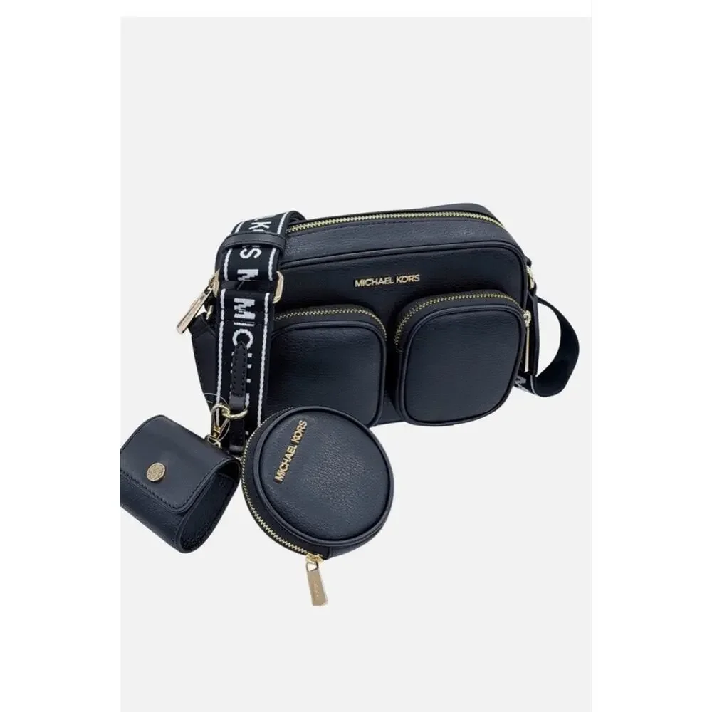 Women's Michael Kors Crossbody Bag One Size Black with Gold Hardware